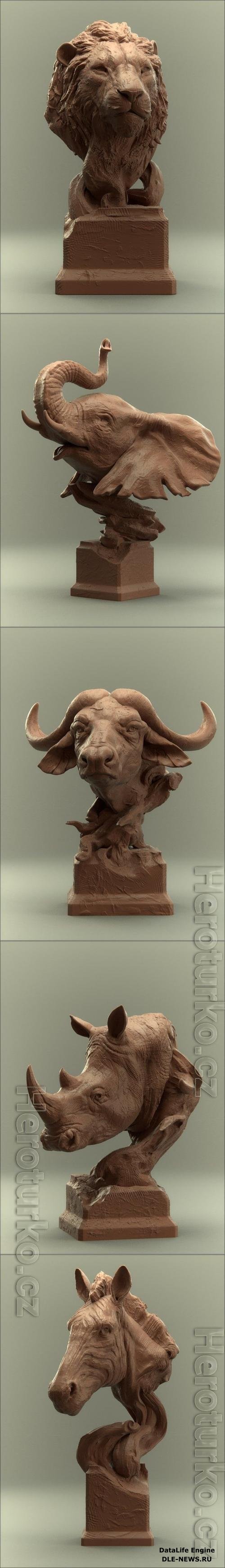 Busts of African Animals 3D Print