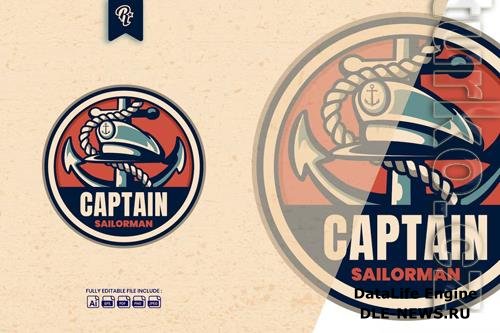 Vintage Captain Sailorman Badge Logo