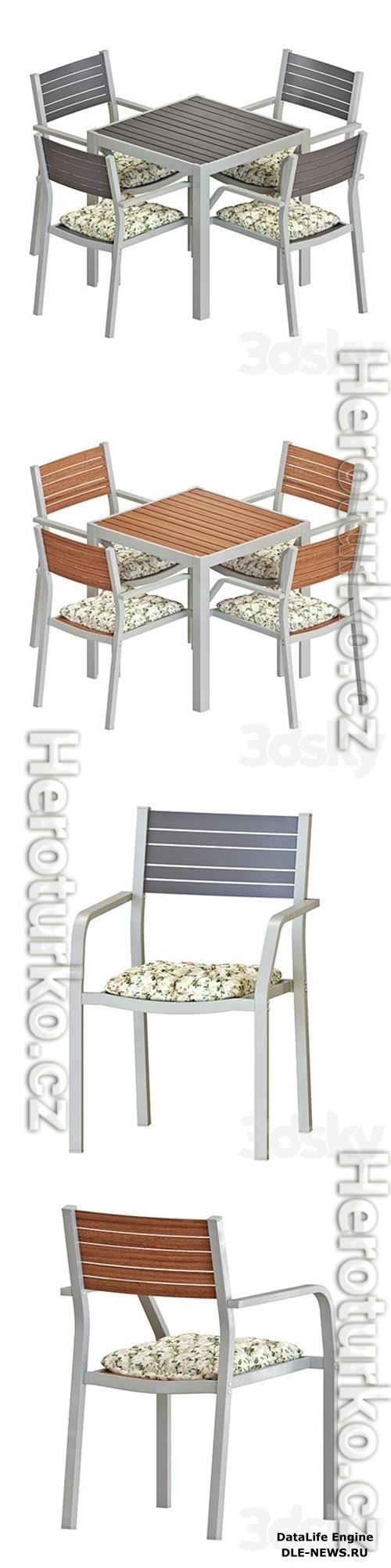 IKEA SJALLAND TABLE AND CHAIRS SET 02 3D Models