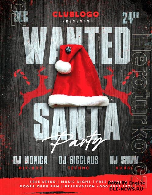 Wanted Santa beautiful flyer psd