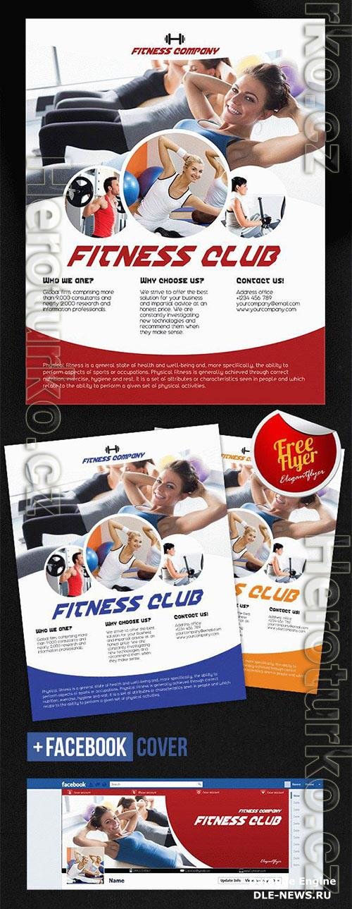 Grid Photo Fitness Club Flyer and Facebook Cover Template PSD