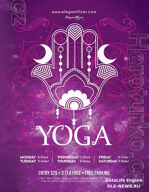 Creative Pattern Yoga Flyer Template and Facebook Cover PSD