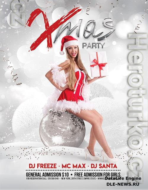 Glitter White Xmas Party Flyer and Facebook Cover Template