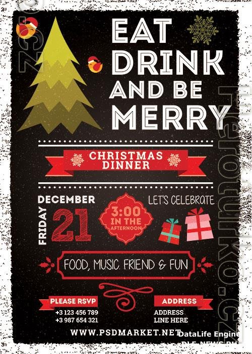 Christmas dinner a5 flyer psd