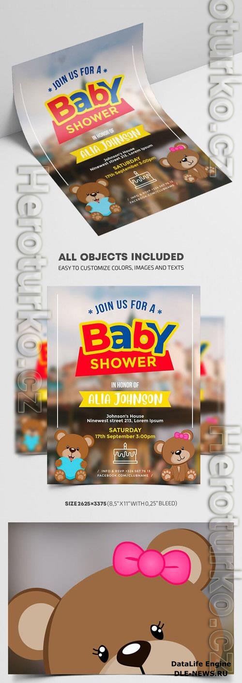 Modern Border Baby Shower Flyer Template