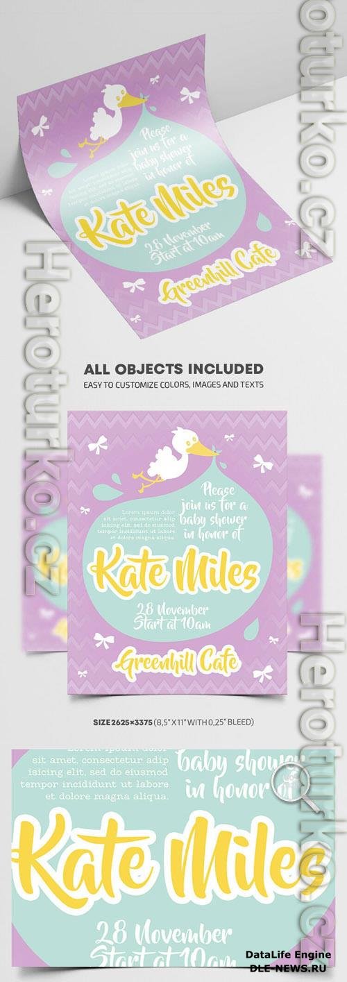 Illustrated Modern Baby Shower Flyer Template