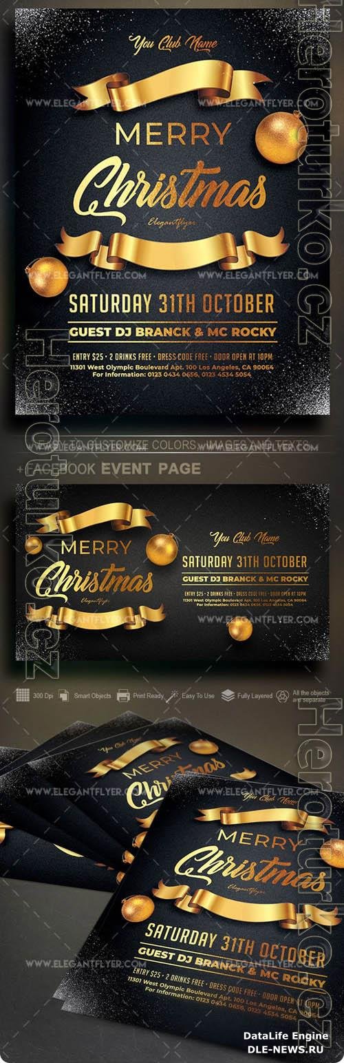 Bold Elegant Golden Merry Christmas Flyer Template