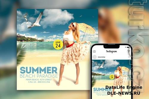 Cool Neat Tropical Summer Beach Party Instagram Post Template