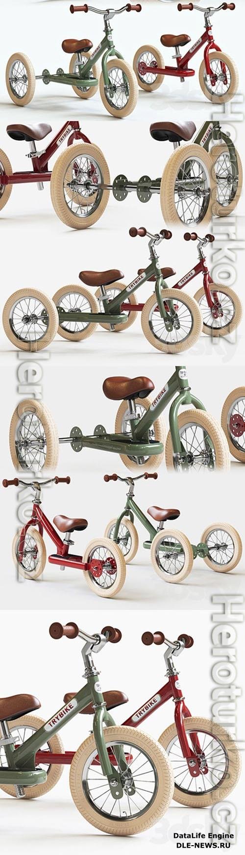 Trybike Tricycle et draisienne Acier 2-en-1 Vintage Bleu petrole 3D Models