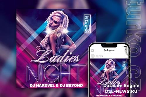 Stylish Bold Ladies Night Party Instagram Post Template PSD