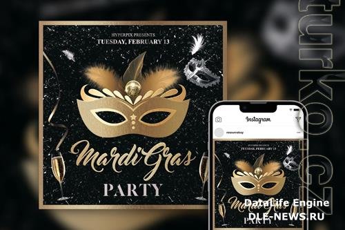 Nifty Luxurious Mardi Gras Party Instagram Post Template PSD