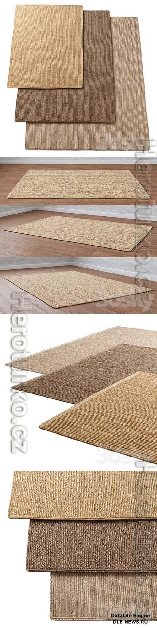 Natural Lengthwise Braided Jute Rug 3D Models