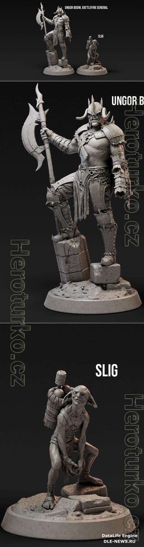 Loot Studios Miniatures - Ungor Boom Battlefire General and Slig 3D Print