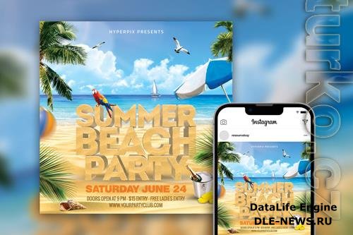 Gorgeous Topical Summer Beach Party Instagram Post Template Beautiful PSD