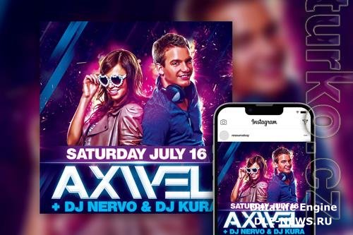 Bold Magnificent Dual DJ Party Instagram Post Template PSD