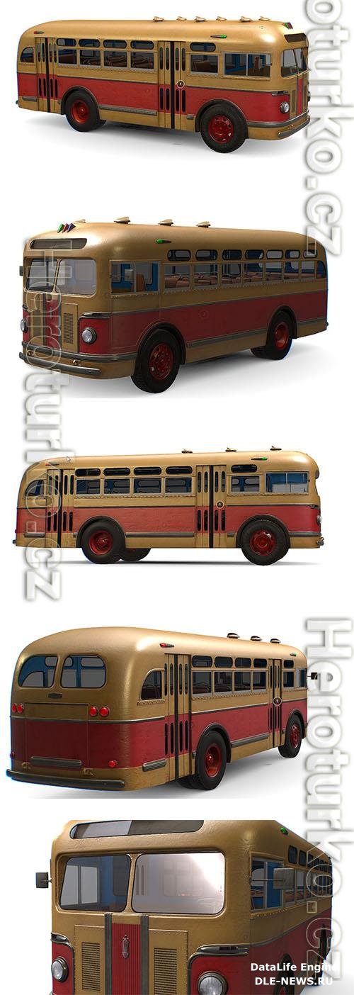 Retro USSR Soviet Vintage ZIS 155 154 City Bus PBR 3D Models