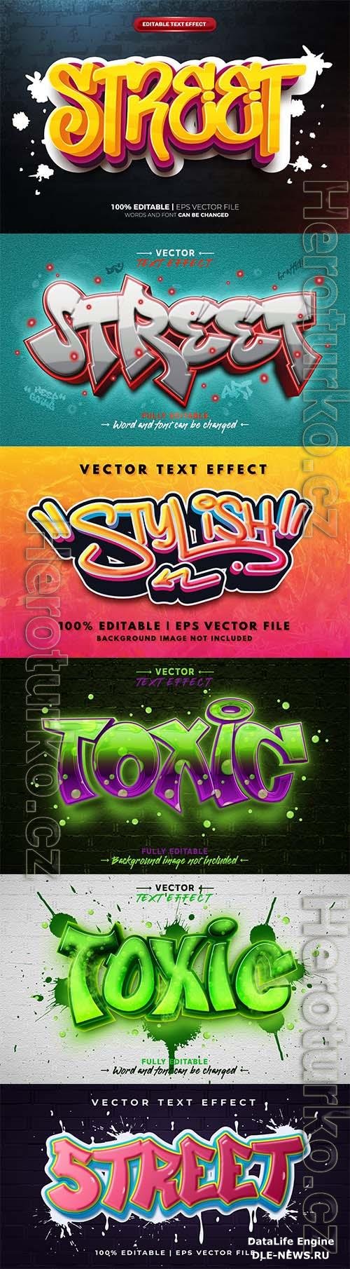 Street graffiti 3d editable vector text effect style