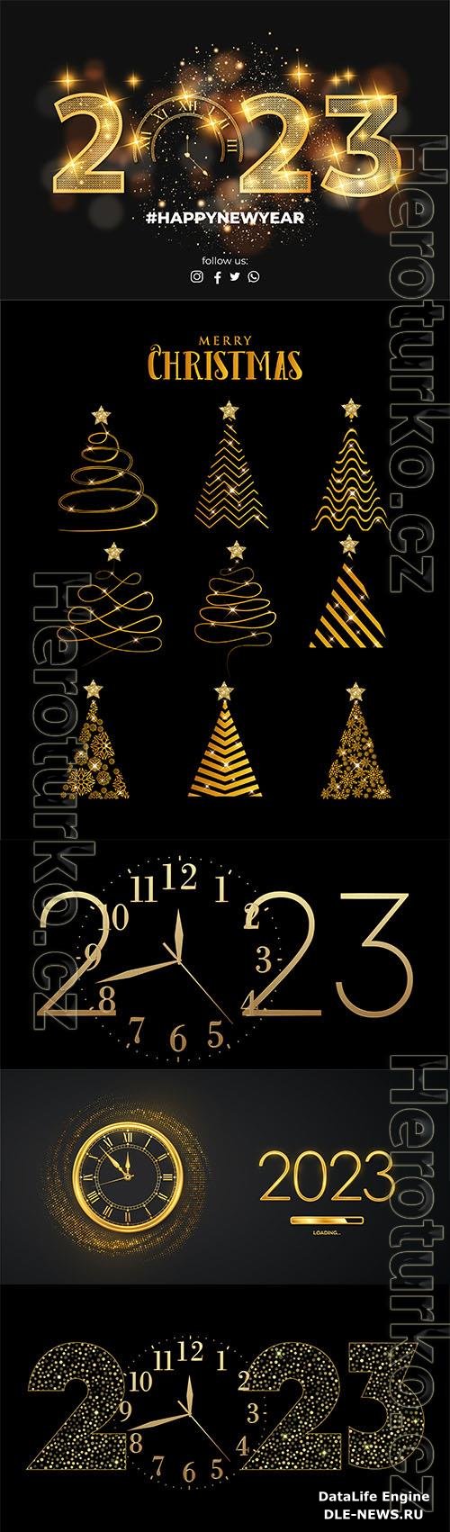 Happy new year 2023 and Merry christmas vector background