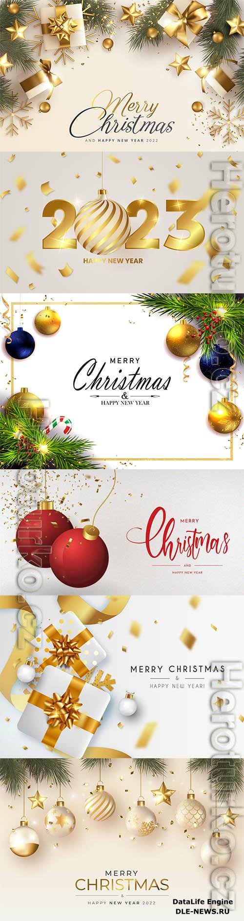 Christmas and new year 2023 vector template