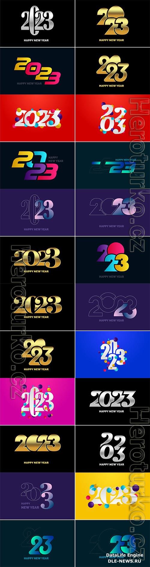 Big set of 2023 happy new year logo text design