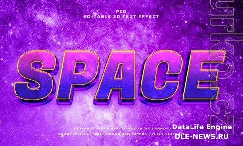 Space 3d psd editable text effect with background