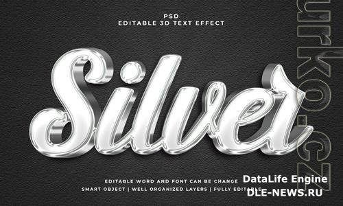 Silver 3d editable psd text effect with background