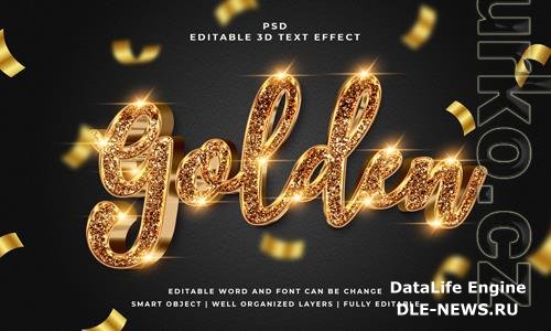 Golden editable psd 3d text effect premium with background