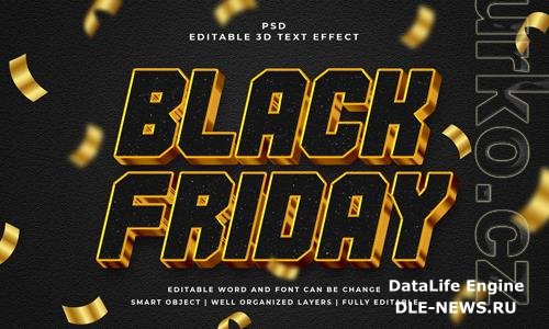 Black friday 3d editable psd text effect with black background