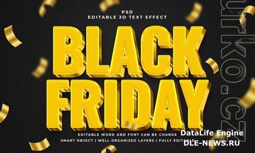 Black friday 3d editable psd text effect with background