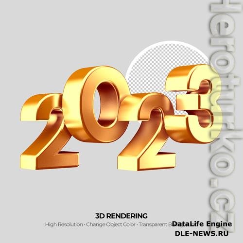 Realistic golden 2023 number 3d rendering