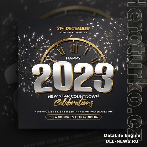 New year party flyer invitation social media post and web banner