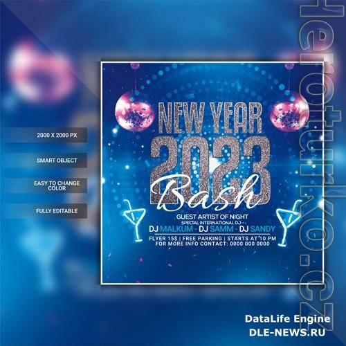 New year 2023 party flyer template psd