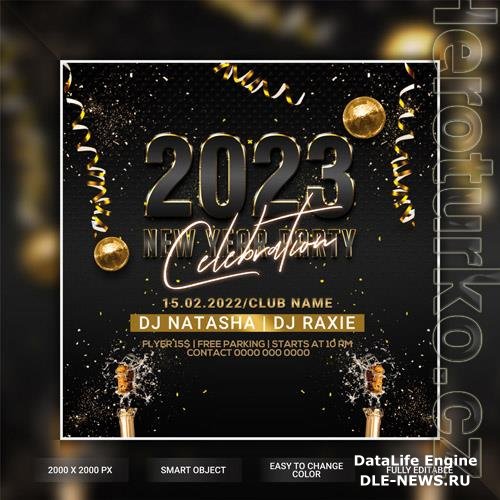 Happy new year party flyer psd