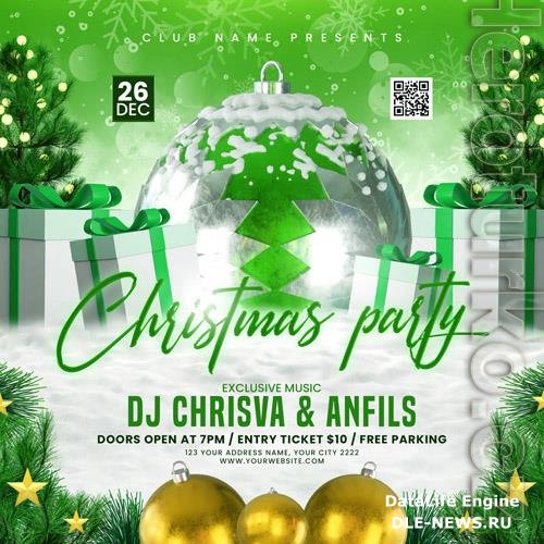 Christmas party flyer social media template psd