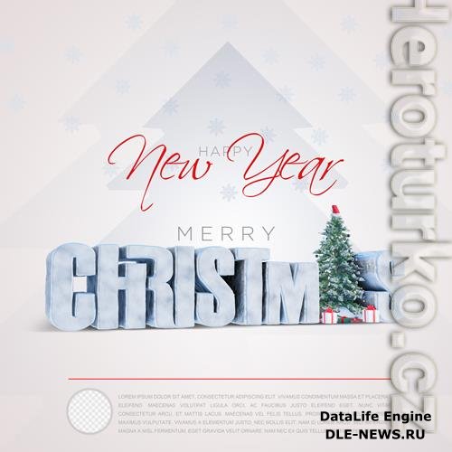 Christmas 3d rendered social media template with transparent background