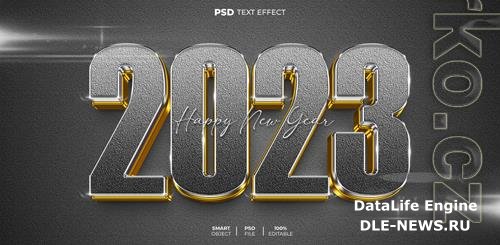 Happy new year 2023 black 3d editable text effect