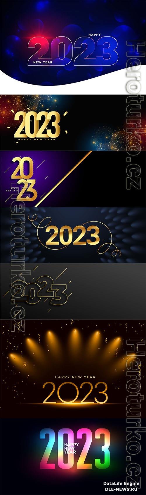 Golden 2023 text with spot light effect for new year banner