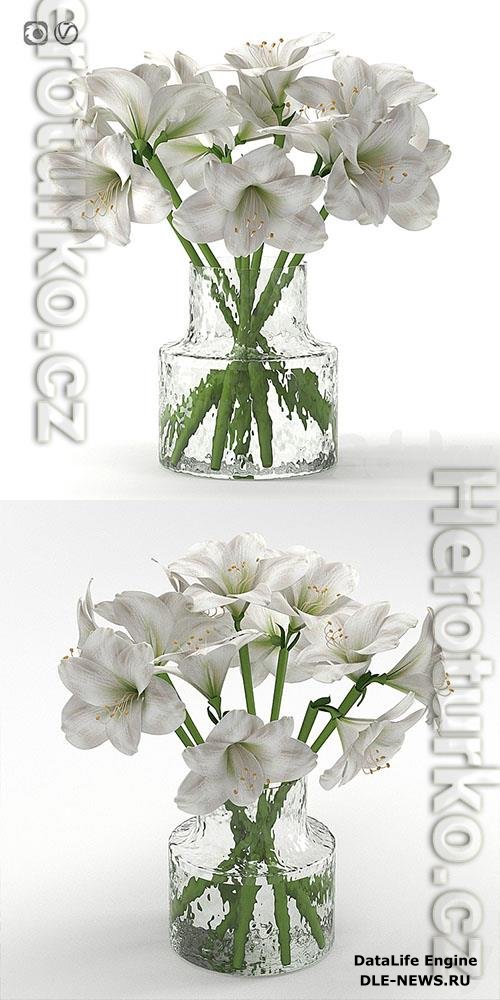 Bouquet 16, White lilies 3D Models