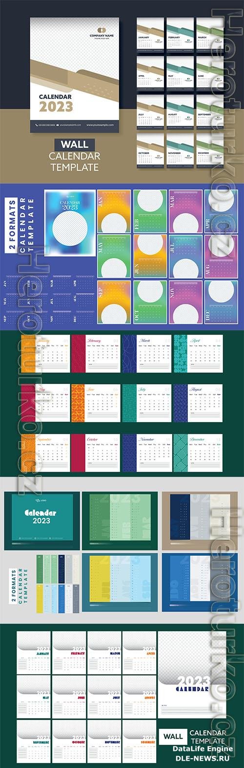 Calendar 2023 colorful design template for happy new year