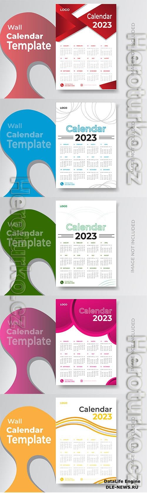 2023 calendar colorful design template for happy new year