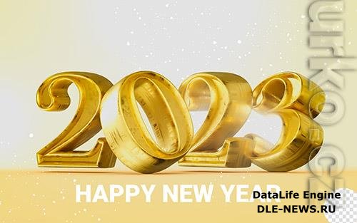 Gold Happy new year 2023 banner template 3d design
