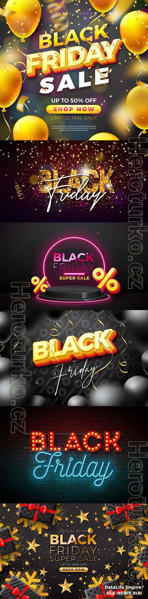 Black friday sale vector illustration with text lettering