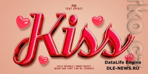 Kiss elegant 3d realistic psd text effect style template