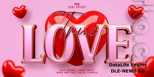 Pink love 3d realistic psd text effect style template