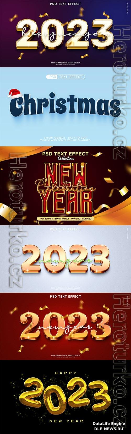 Christmas and new year 2023 celebration text effect psd