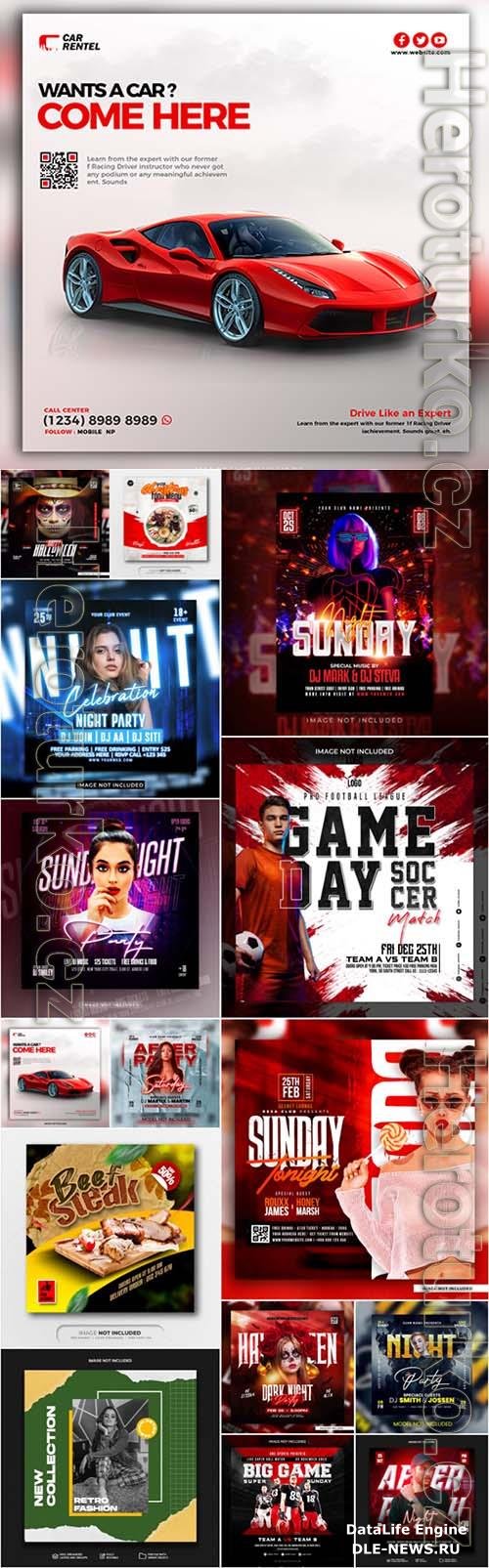 15 Flyer social media post, template banner psd set vol 3