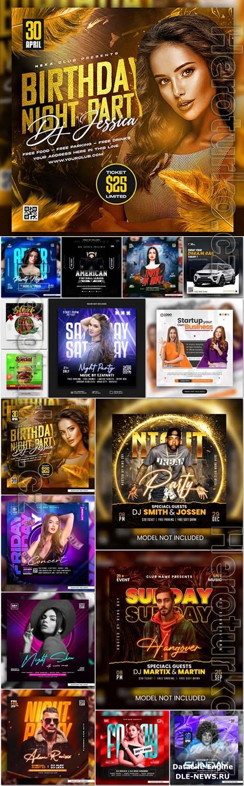 16 Flyer social media post, template banner psd set vol 1