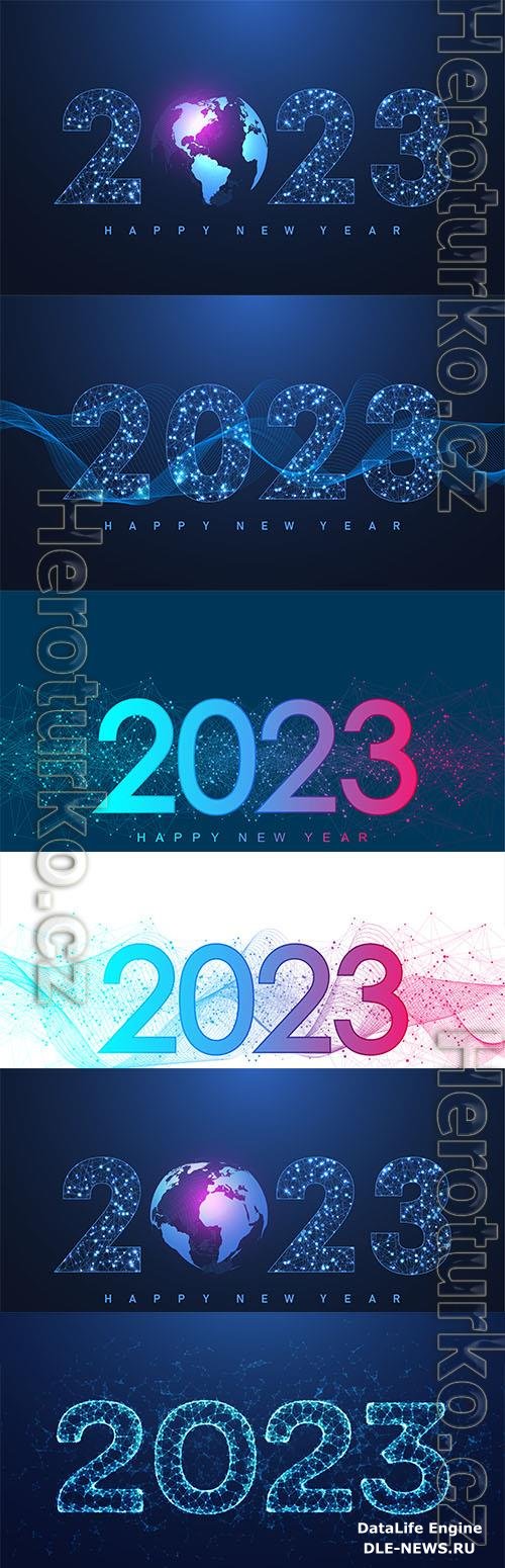 Modern futuristic technology template for merry christmas and happy new year 2023