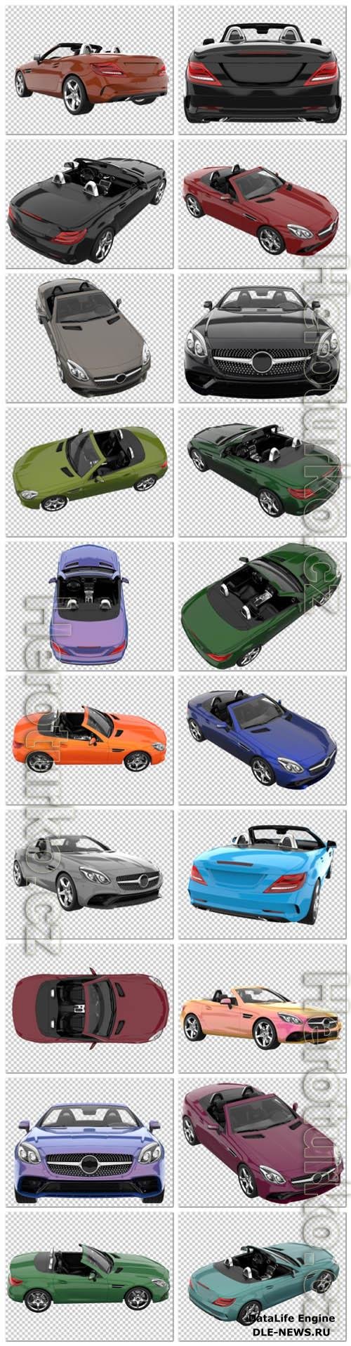 20 Sport car on transparent background, 3d rendering - illustration in psd vol 2