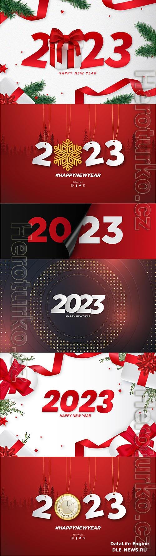 2023 new year on red vector background